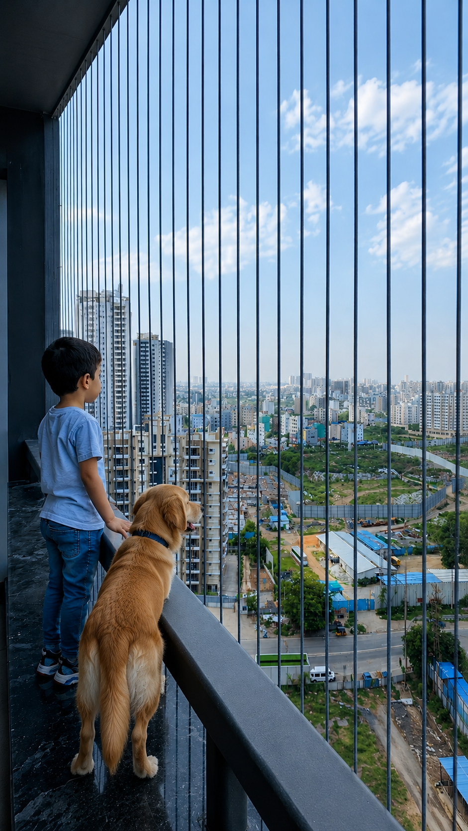 Children safety net installed full view