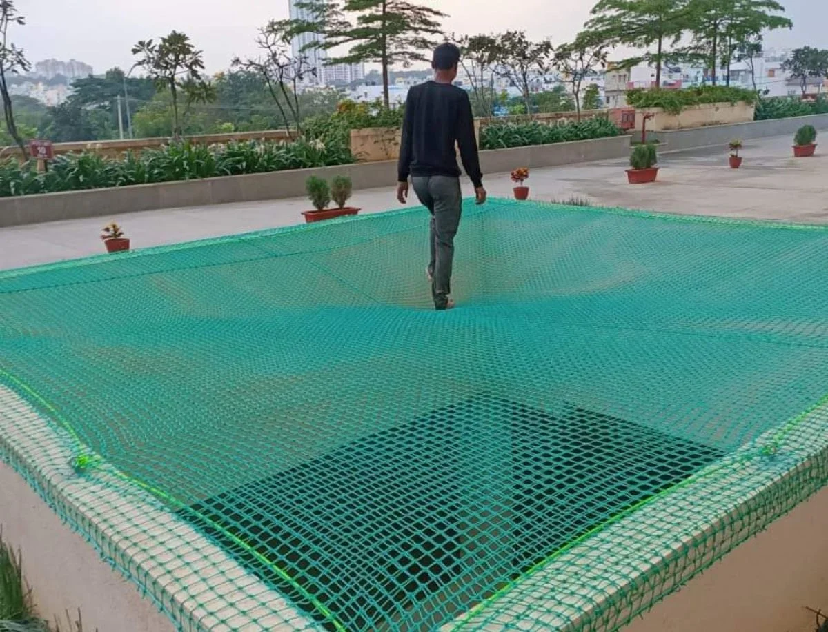 Monkey safety net on Chennai terrace