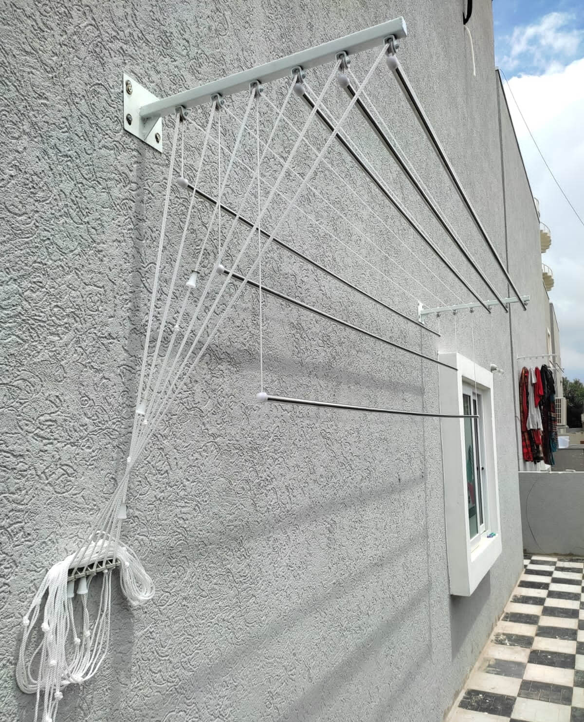 Cloth hanger setup on balcony